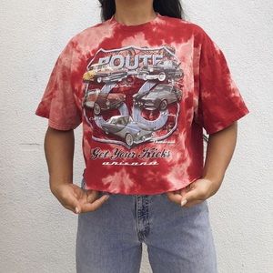 bleached and cropped route 66 tee